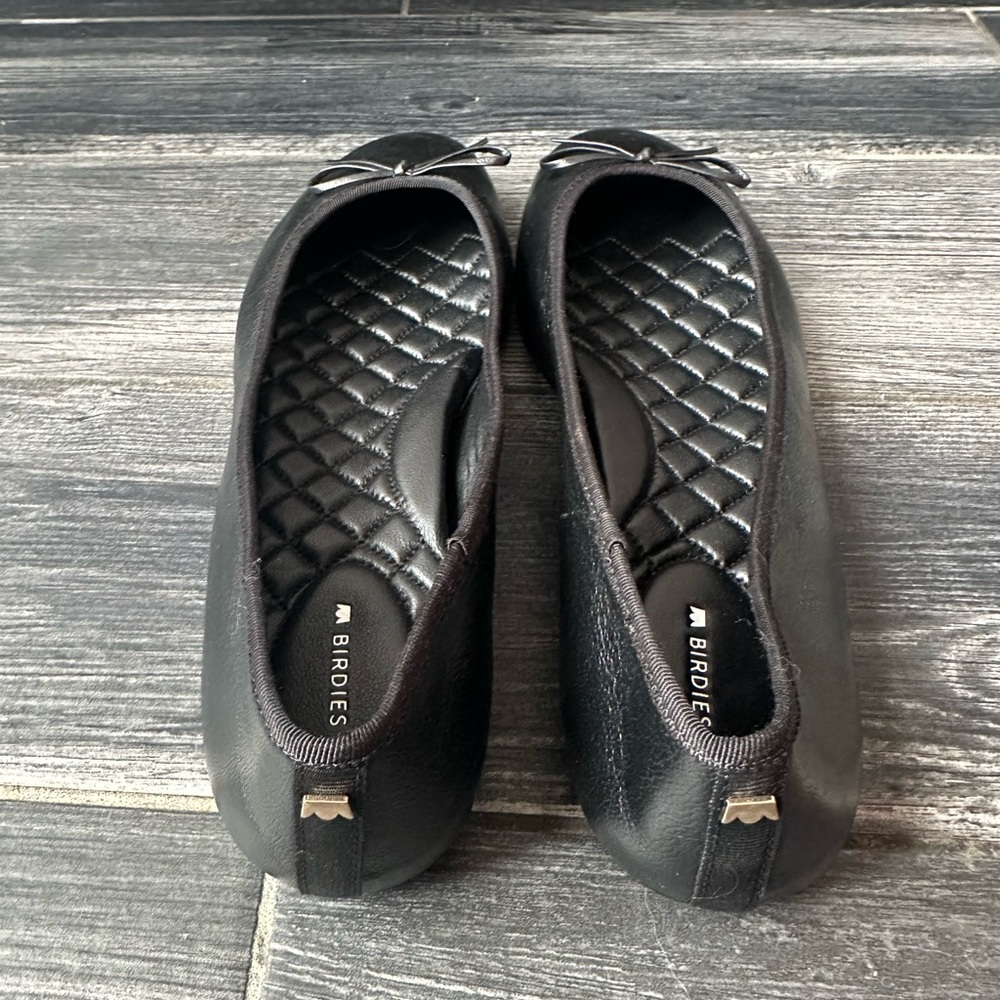 NWOT Birdies The Hummingbird Ballet Flats Black Noir Leather Size 12 - Picture 8 of 12